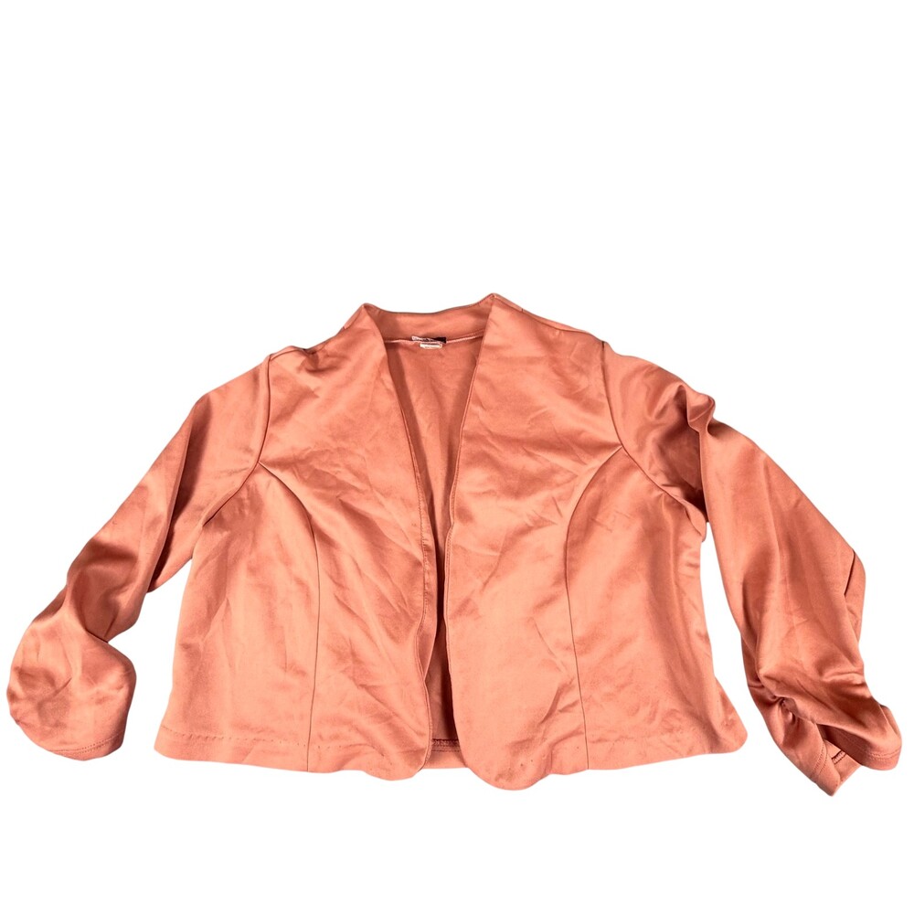 NY Invasion Jacket Womens 3X Pink Open Front Shawl Collar Long Sleeve Made USA